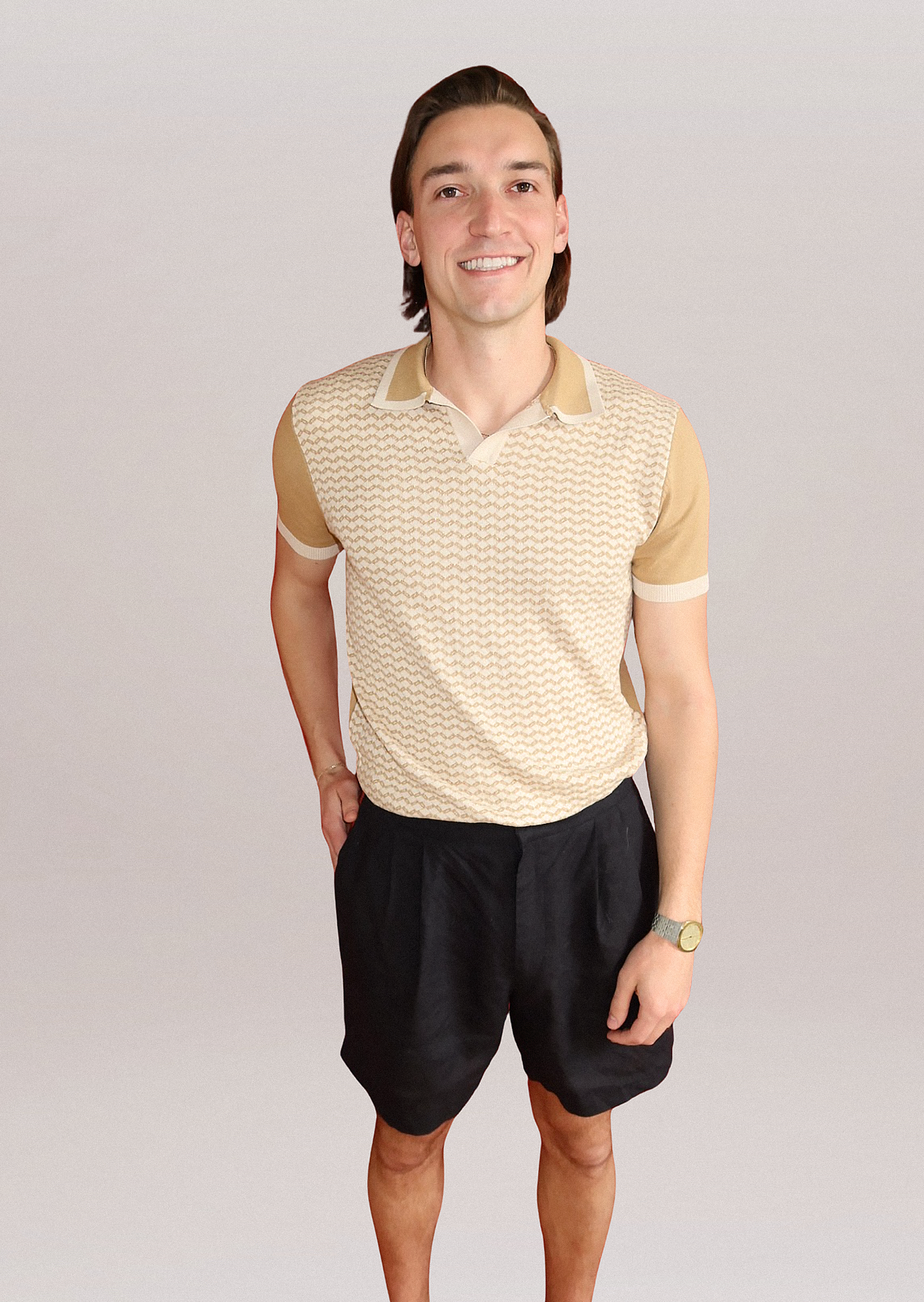 Mustard Check Knit Polo