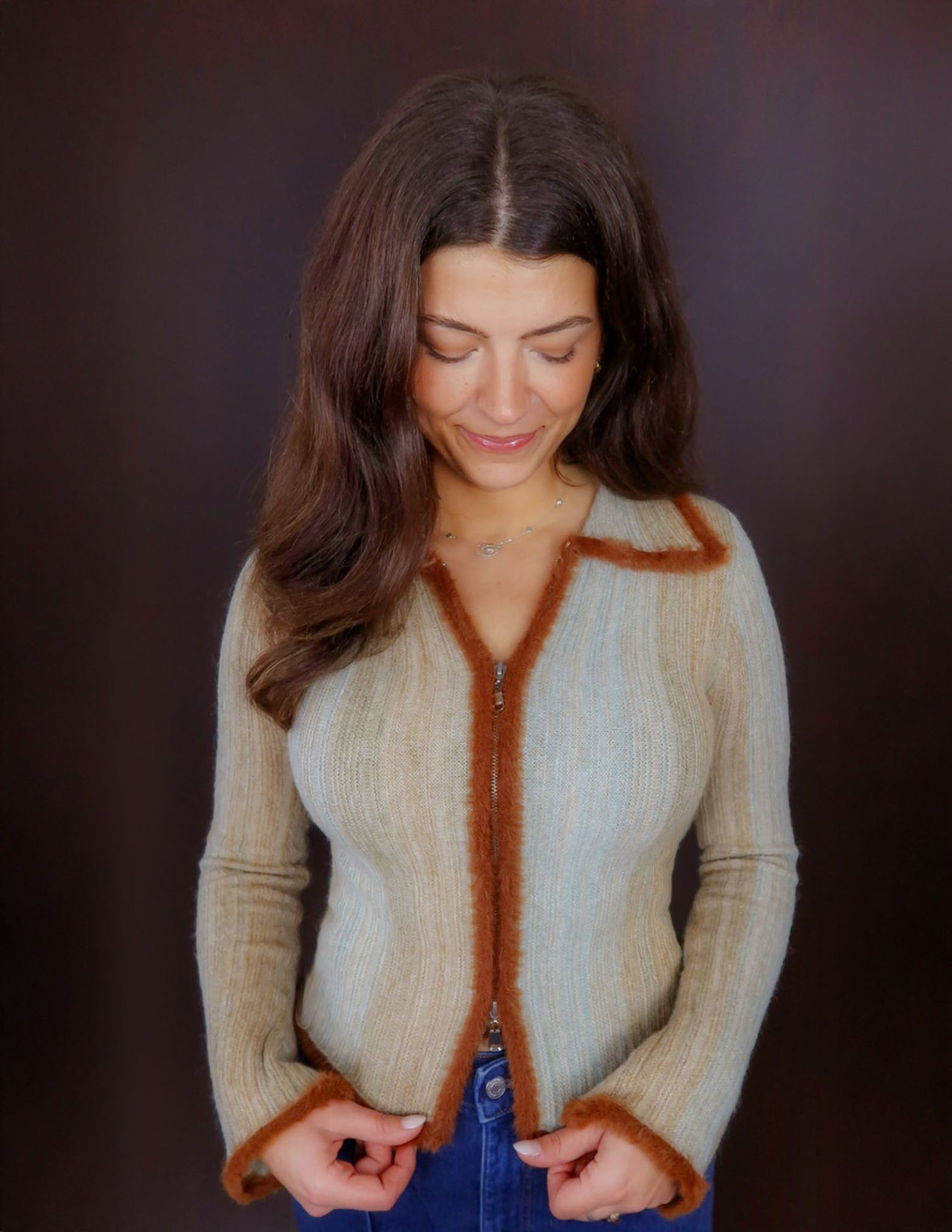 AMBER ZIP-UP CARDIGAN