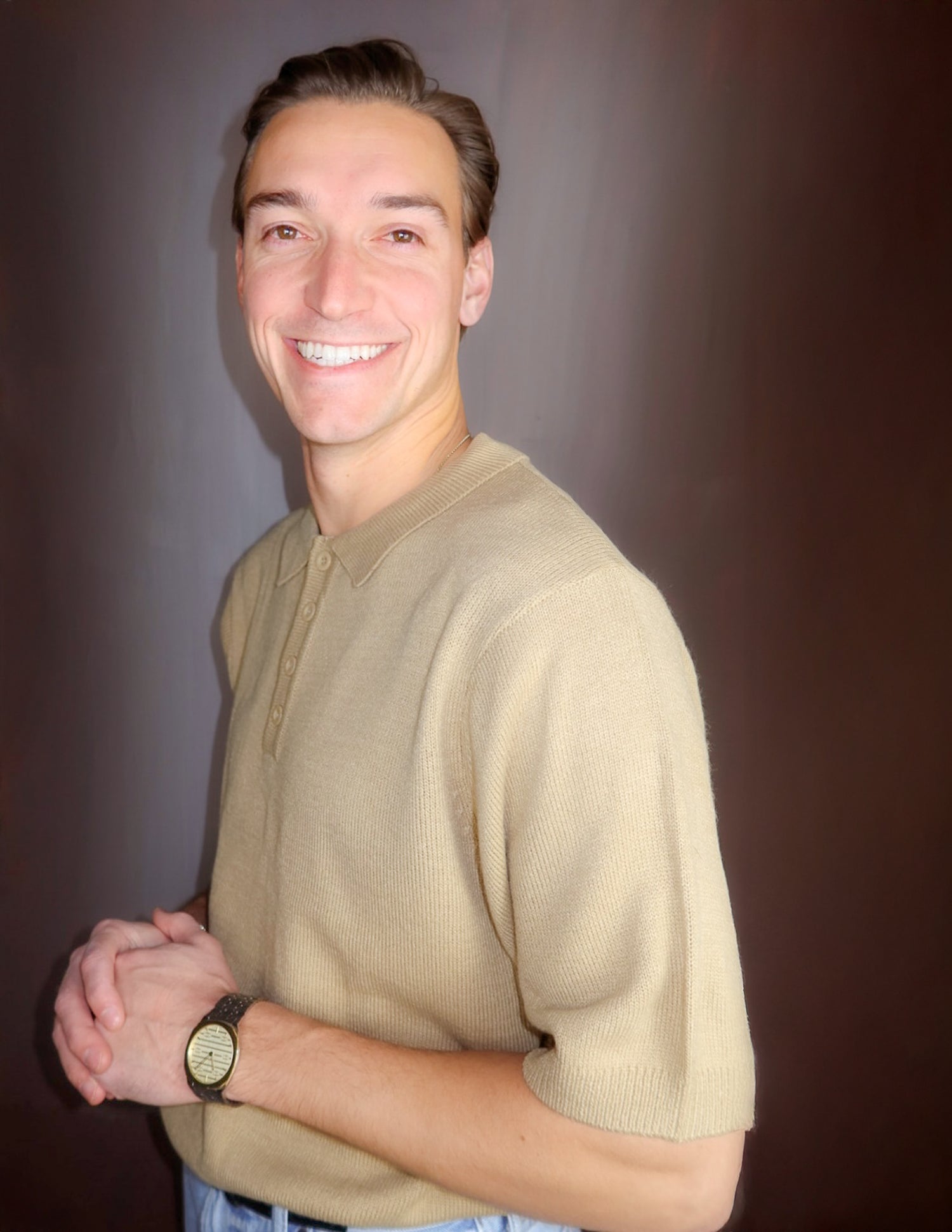 DEEP BEIGE SWEATER POLO