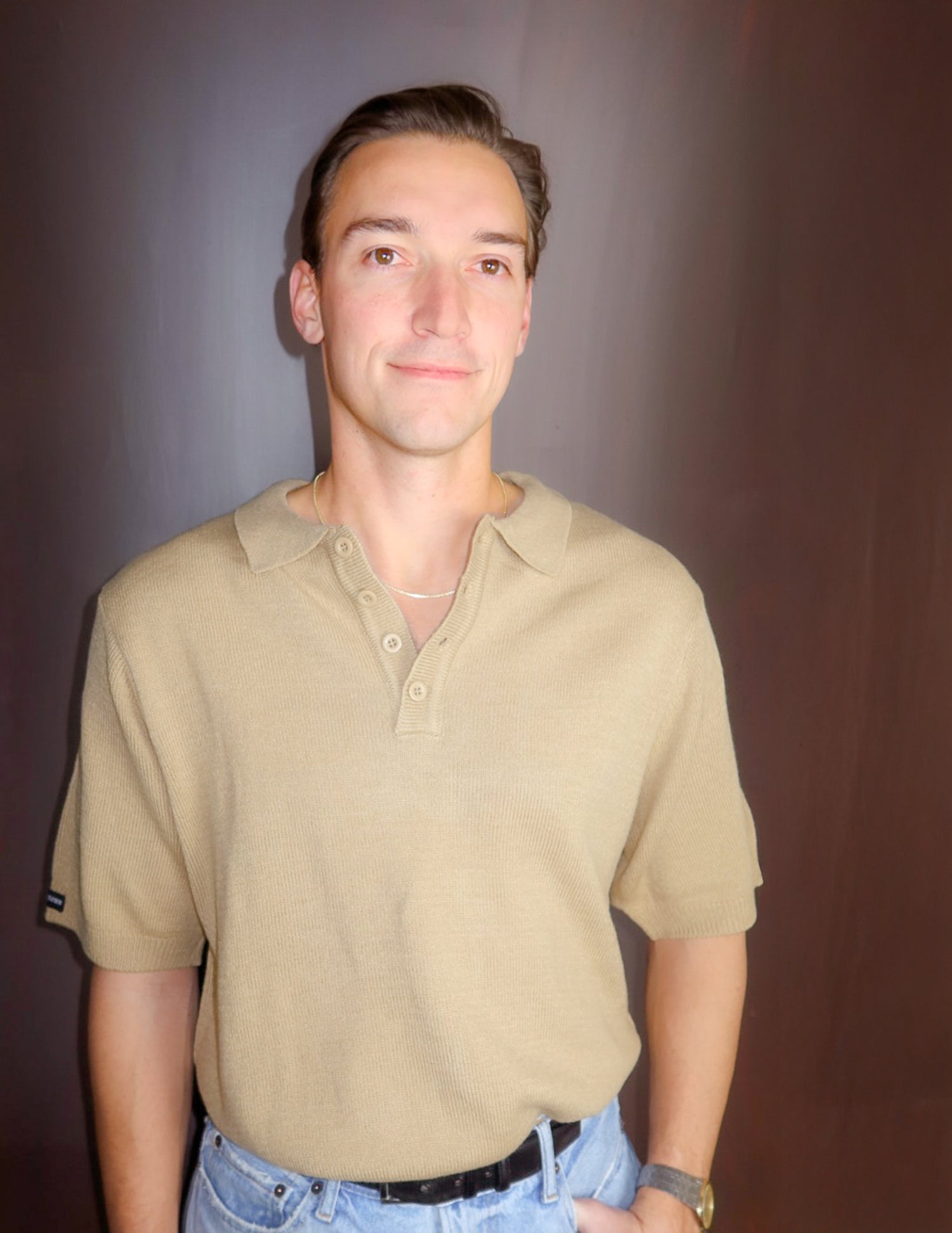 DEEP BEIGE SWEATER POLO