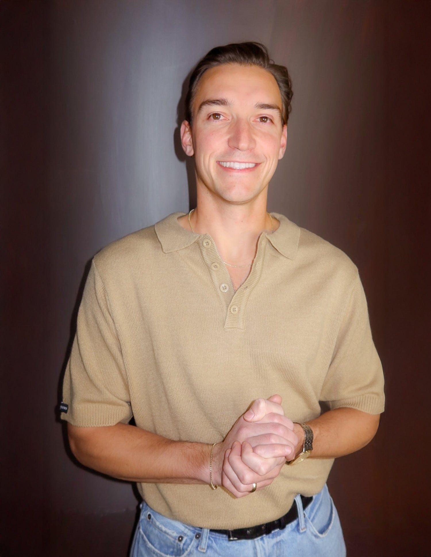 DEEP BEIGE SWEATER POLO