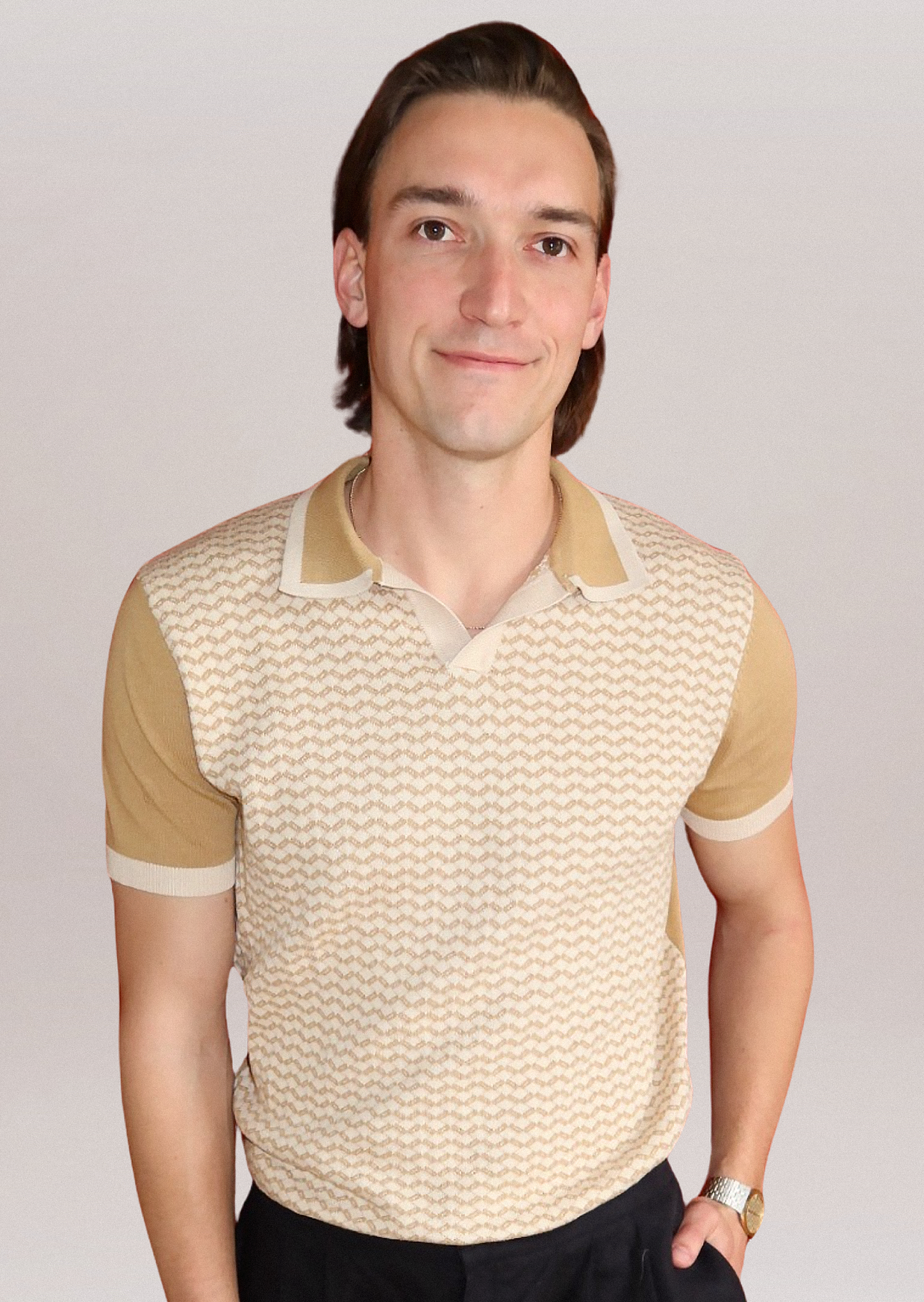 Mustard Check Knit Polo