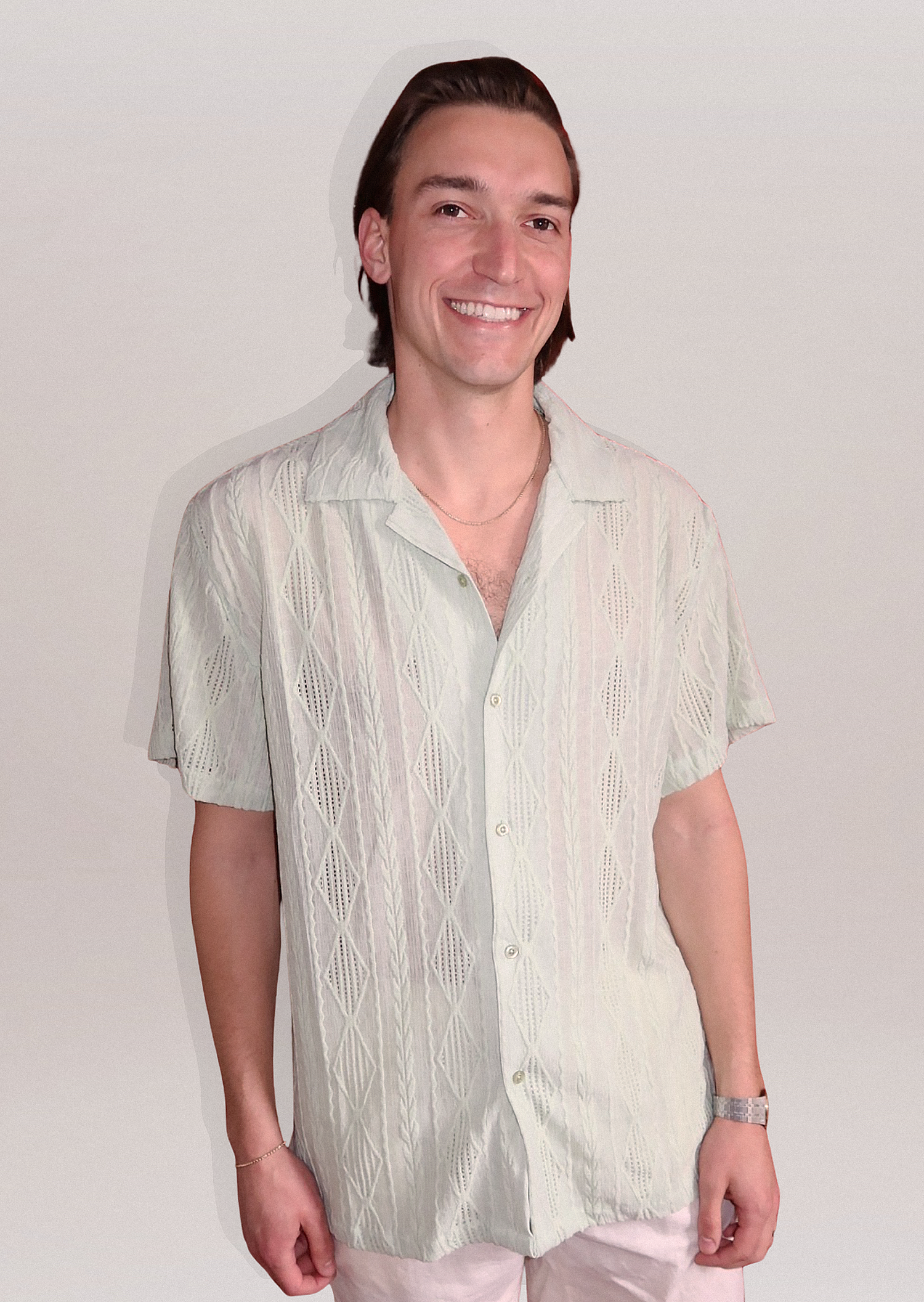 Lime Crochet Button Down Shirt