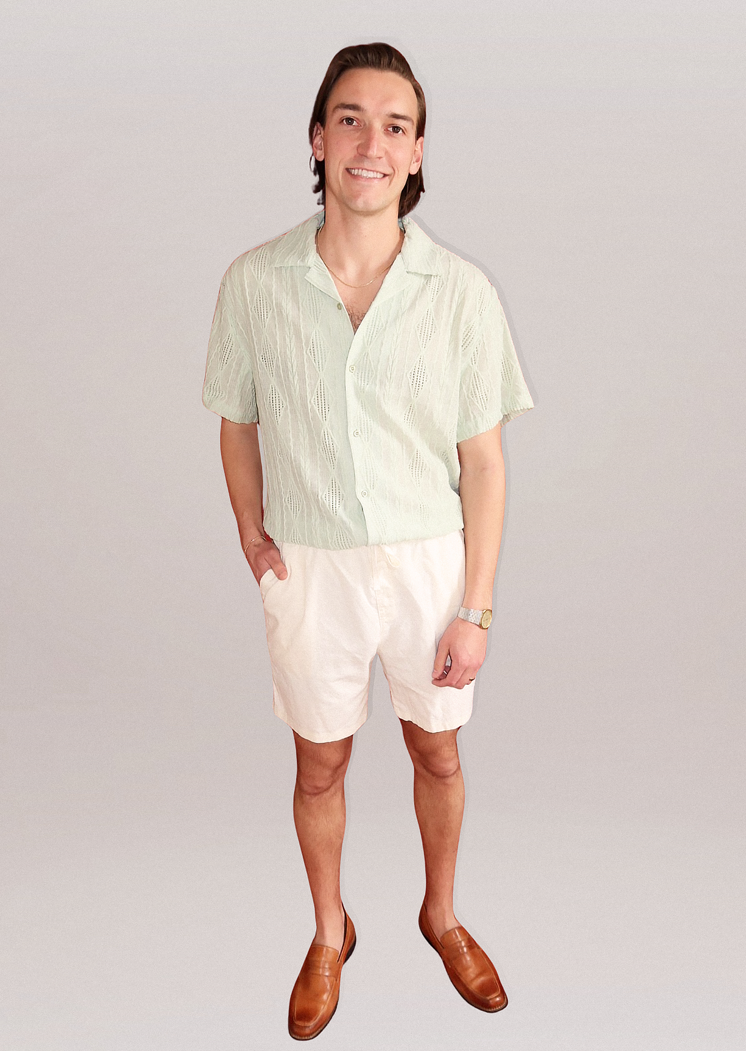 Soft Beige Linen/Cotton Blend Shorts