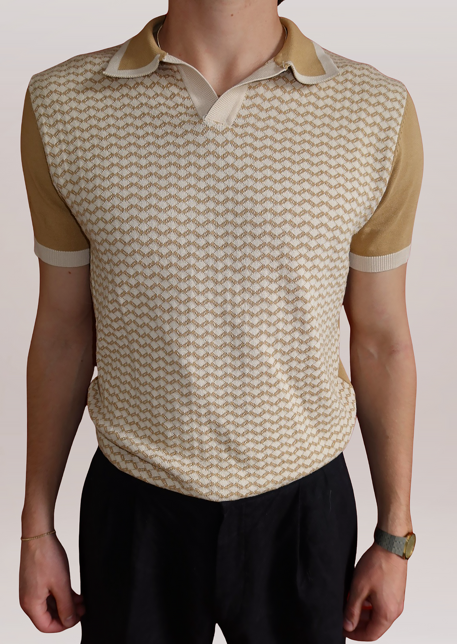 Mustard Check Knit Polo